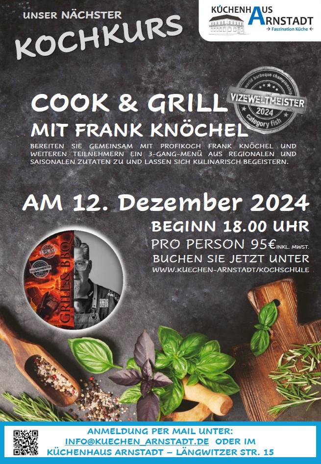 Plakat zur Cook & Grill-Veranstaltung mit Frank Knöchel am 12. Dezember 2024