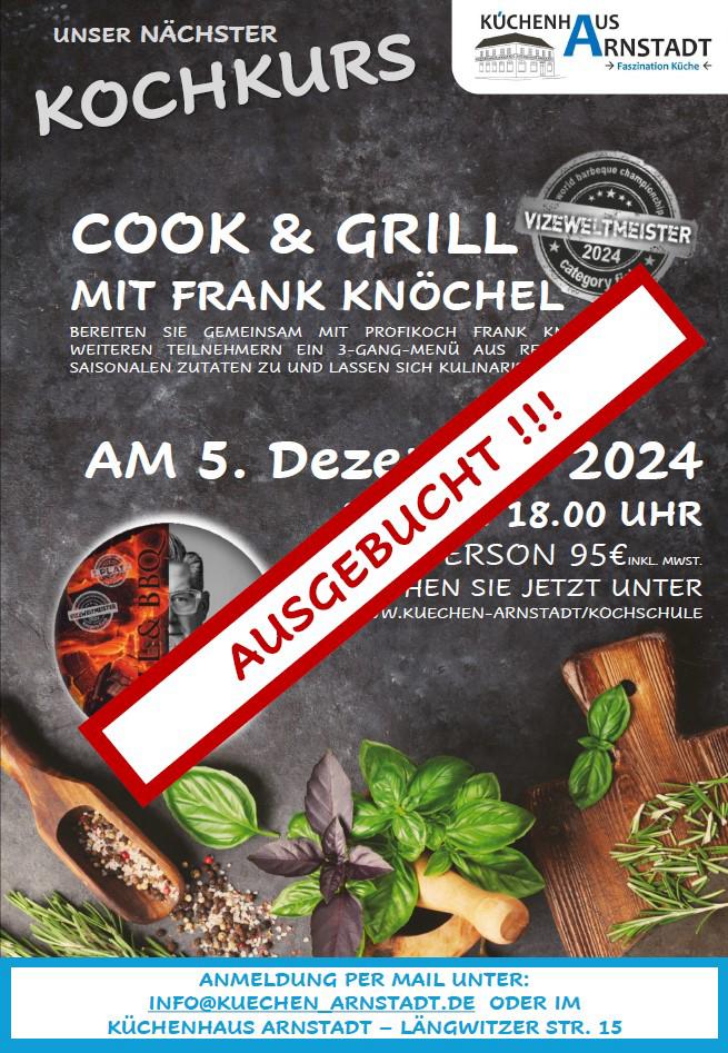 Plakat zur Cook & Grill-Veranstaltung mit Frank Knöchel am 5. Dezember 2024 – Ausgebucht